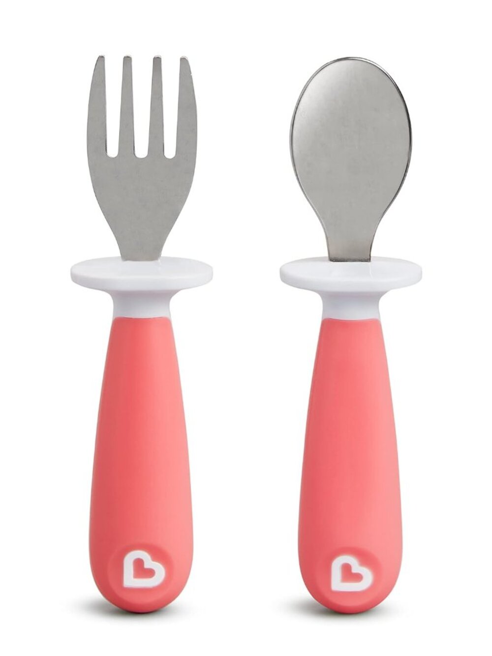Munchkin Raise Toddler Fork and Spoon Utensil Set, Rest Keeps Tip Off Table,